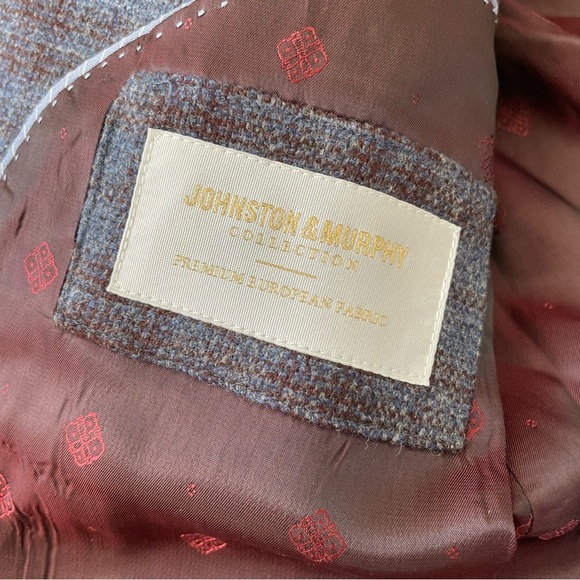 Johnston Murphy Sport Plaid Coat Blue Purple Maroon Size M - Picture 8 of 9